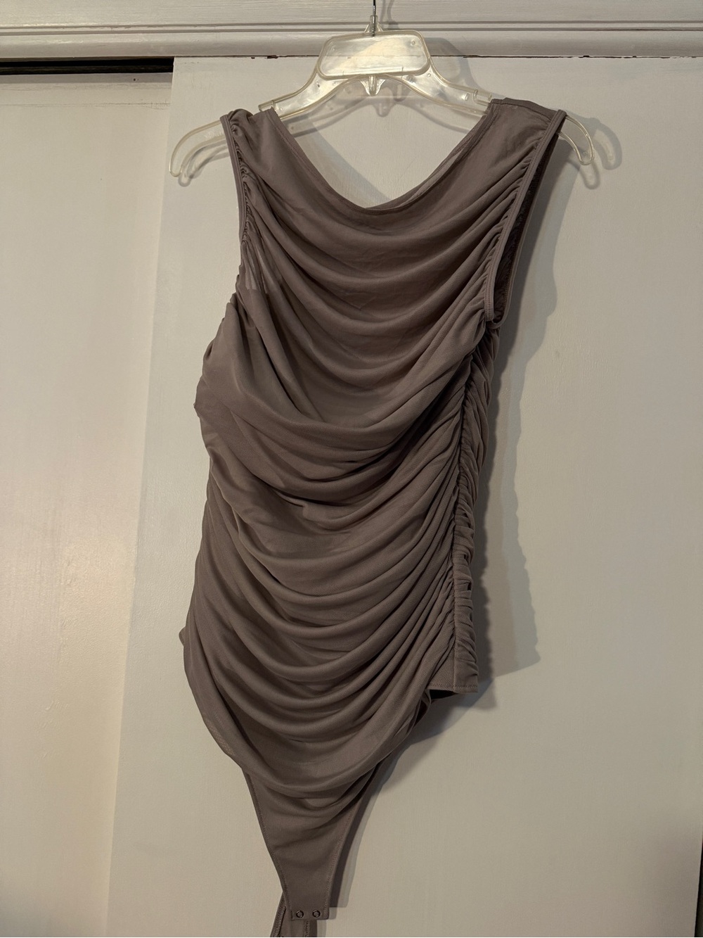 Abercrombie & Fitch Taupe Asymmetrical Ruched Dress